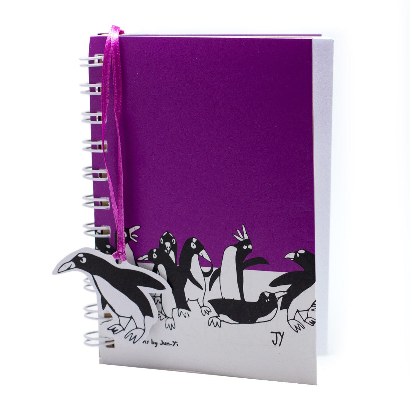 A6 Notebook - Penguin Design - Plum