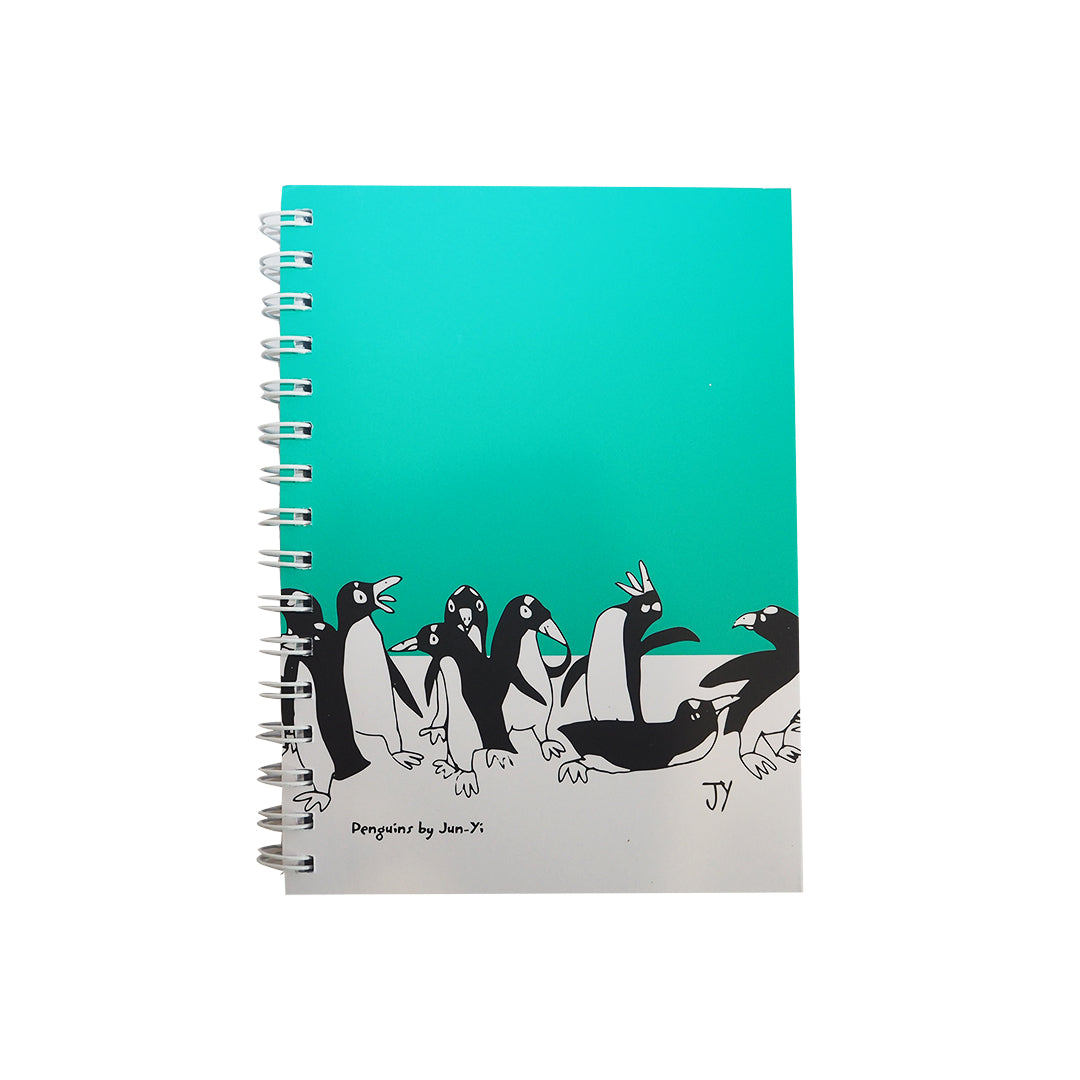 A5 Notebook - Penguin Design - Turquoise