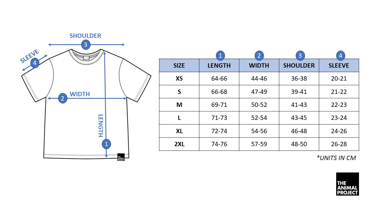 Unisex T-shirt - Size Chart