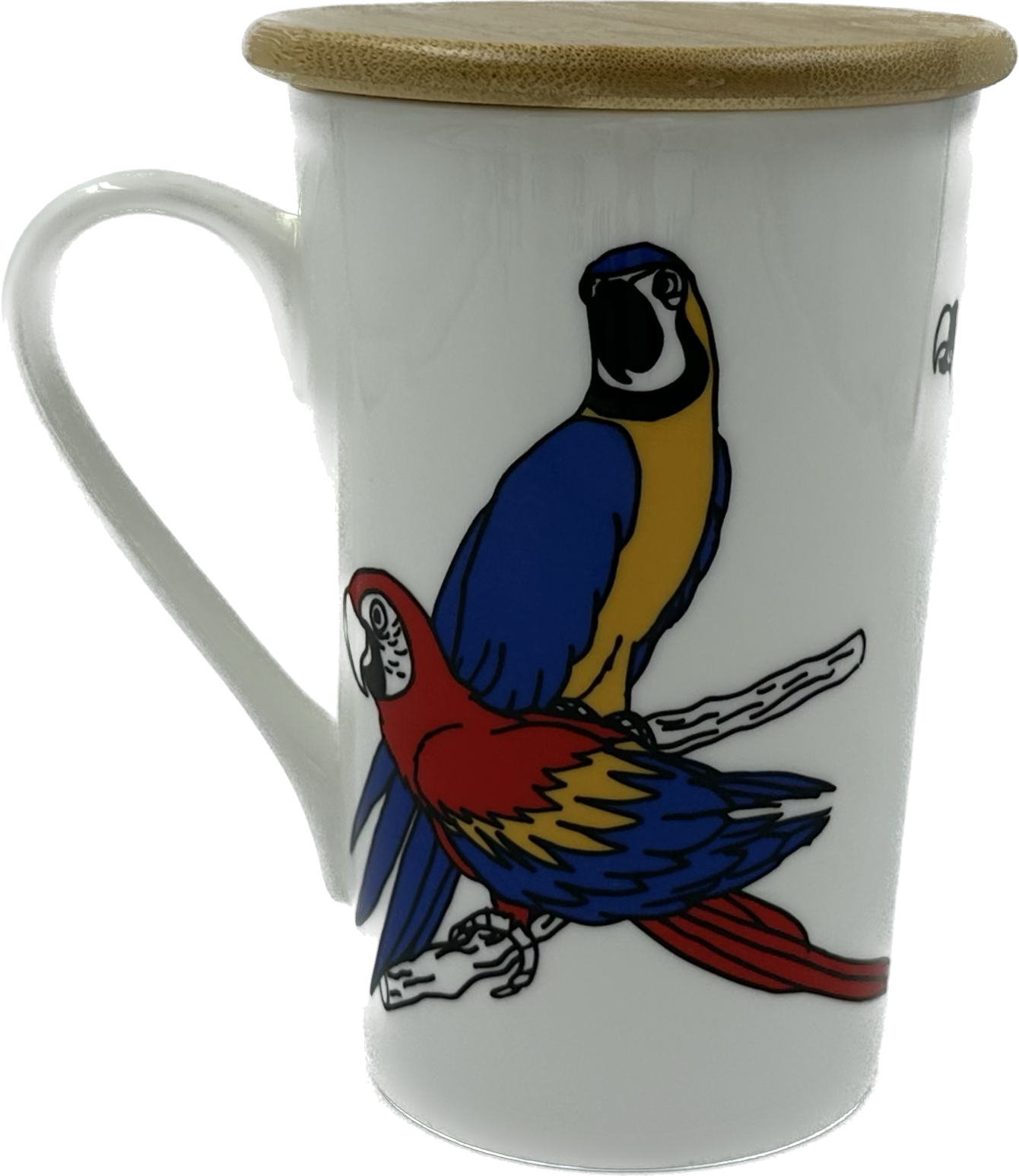 Tall Mug with Bamboo Lid - Macaw Design