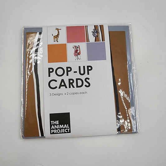 Pop-Up Greeting Card (2 Sets of 3) - Giraffe, Flamingo and Koala