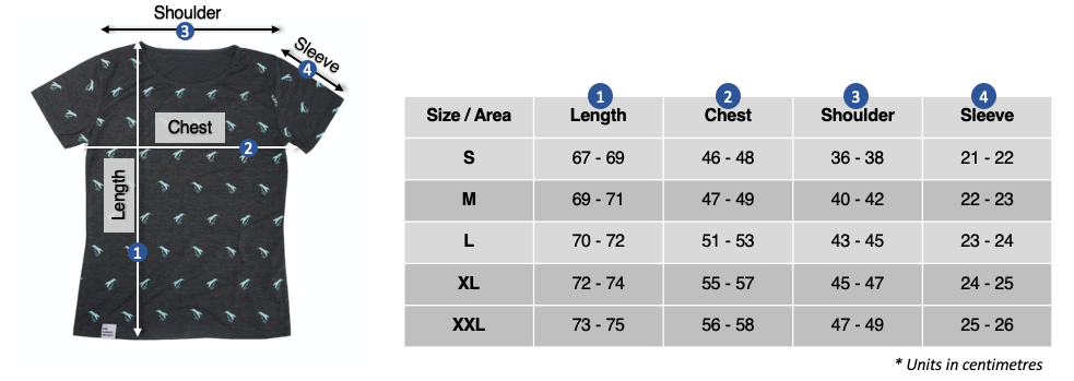 Men T-shirt - Penguin Pattern Design - Size Chart