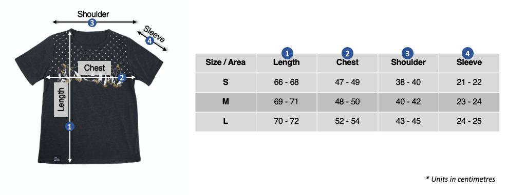 Men T-shirt - Penguin With Snow Design - Size Chart