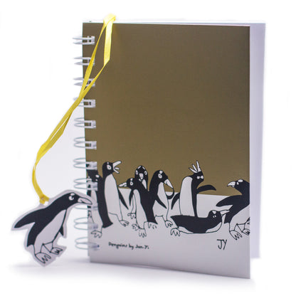 A5 Notebook - Penguin Design - Gold