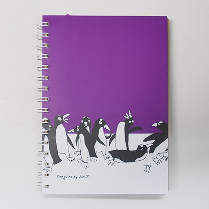 A5 Notebook - Penguin Design - Plum