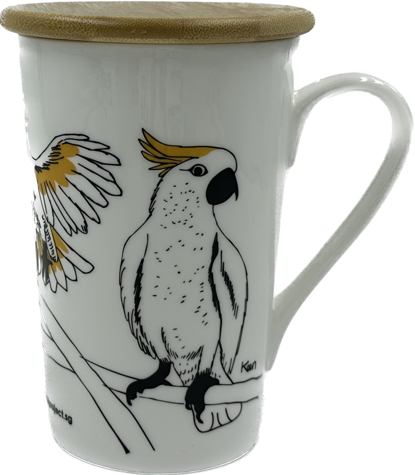 Tall Mug w/ Bamboo Lid - Cockatoo Design | The Animal Project