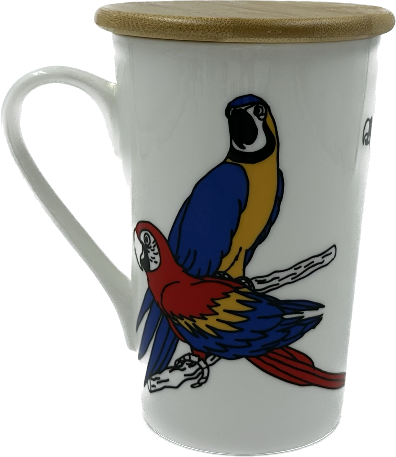 Tall Mug With Bamboo Lid - Macaw Design