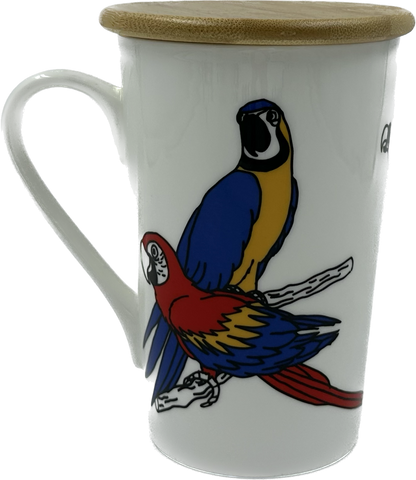 Tall Mug with Bamboo Lid - Macaw Design