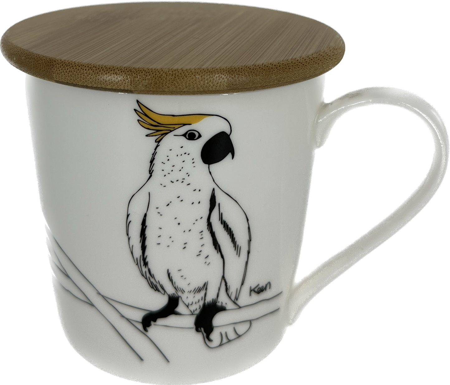 Wide Tapered Mug w/Bamboo Lid - Cockatoo