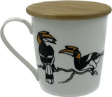 Wide Tapered Mug w/Bamboo Lid - Hornbill