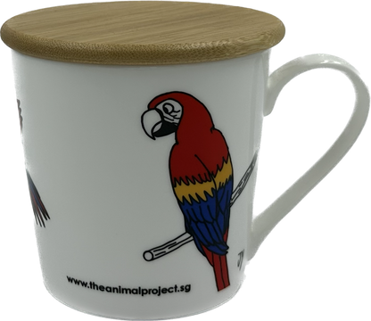 Wide Tapered Mug With Bamboo Lid - Macaw Design