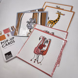 Pop-Up Greeting Card (2 Sets of 3) - Giraffe, Flamingo and Koala
