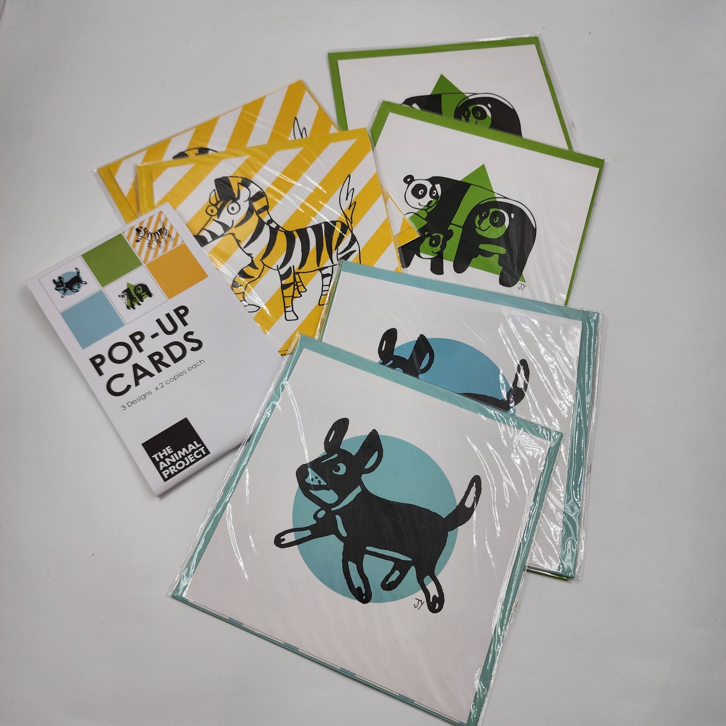 Pop-Up Greeting Card (2 Sets of 3) - Dog, Panda, Zebra