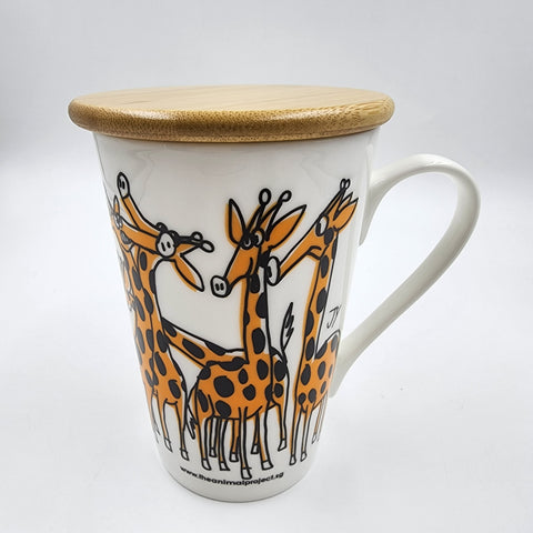Tall Mug w/Bamboo Lid - Giraffe