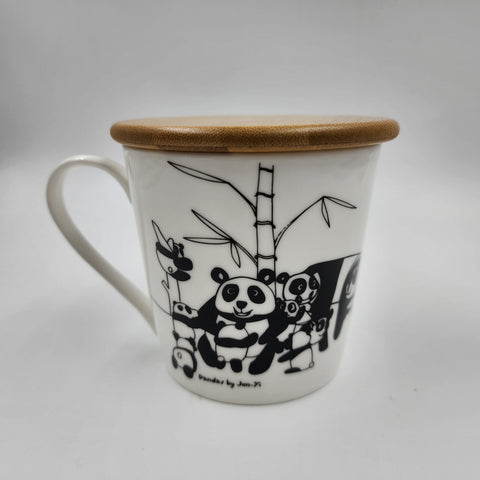 Wide Tapered Mug w/Bamboo Lid - Panda