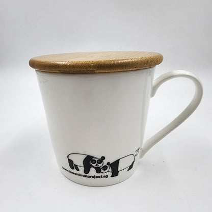 Wide Tapered Mug With Bamboo Lid - Panda Design